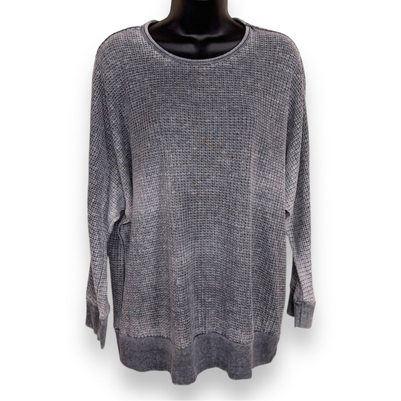 XL Stitch Star Grey Gray Distressed Sweater Top Long Sleeve Cotton Blend Goth - Picture 1 of 12